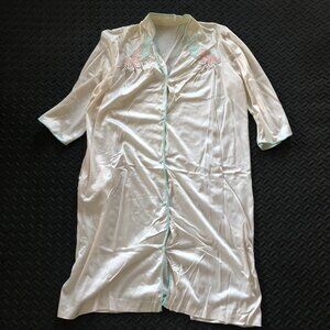 VINTAGE LORRAINE NYLON BUTTON DOWN PAJAMA SLEEP DRESS ROBE SLEEPWEAR SIZE MEDIUM